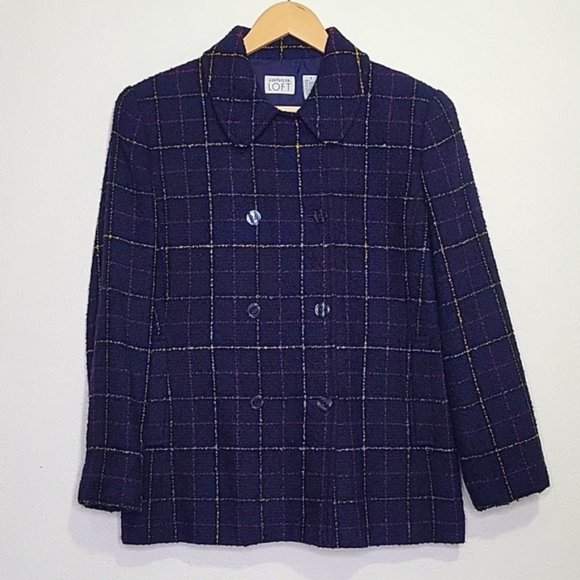 Loft Wool Blend Double Breasted Plaid Blazer - Picture 10 of 10